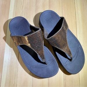 FITFLOP - Electra - 6 U.S. - Brown Micro Sequin Flip Flops Sandals